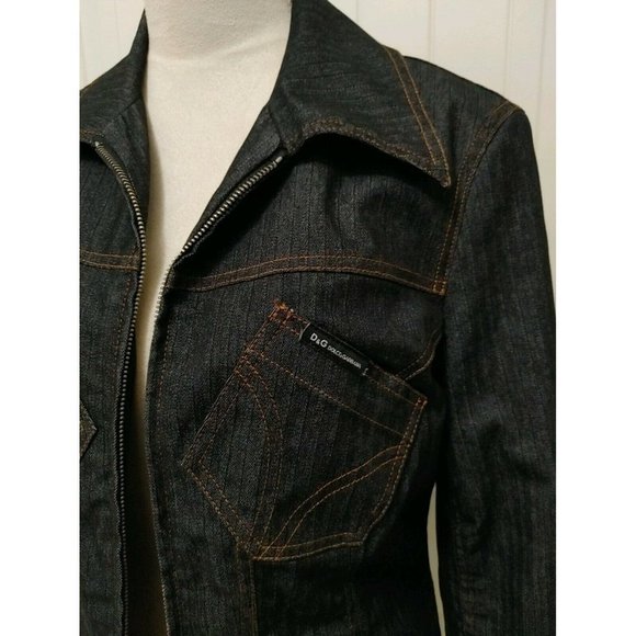 Women's  Dolce & Gabbana ITTIERRE Made in Italy Denim Jacket Pink Lining Size L - Picture 2 of 11